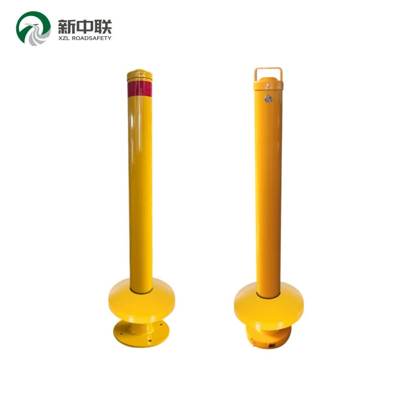 Lift‑ring Base Fixed Carbon Steel Security Bollard Galvanized Anti‑Collision Traffic Steel Bollard