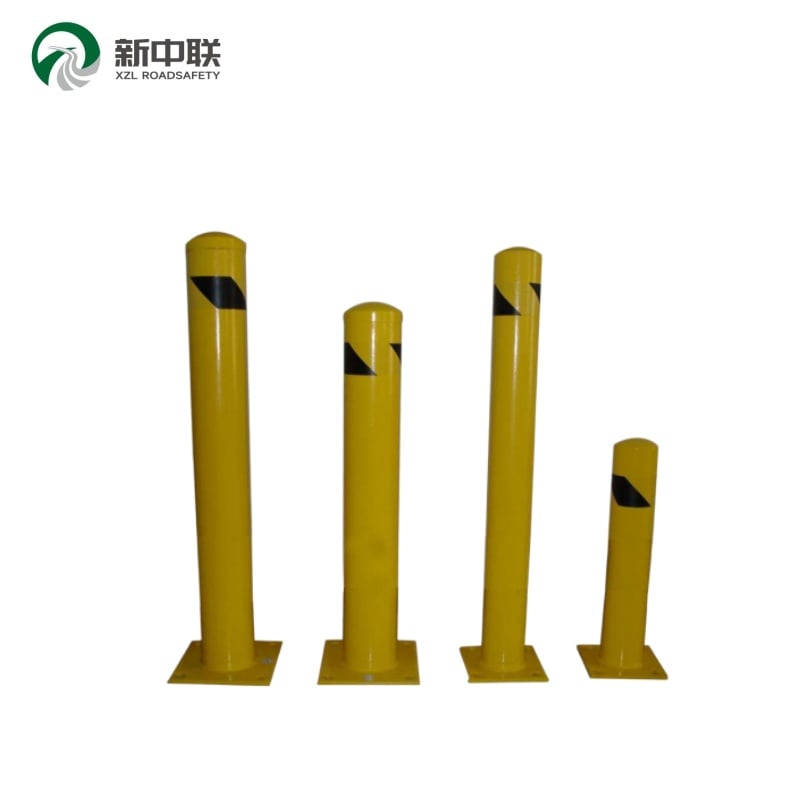 Fixed Carbon Steel Safety Bollard Yellow Powder Coated Traffic Security Bollard