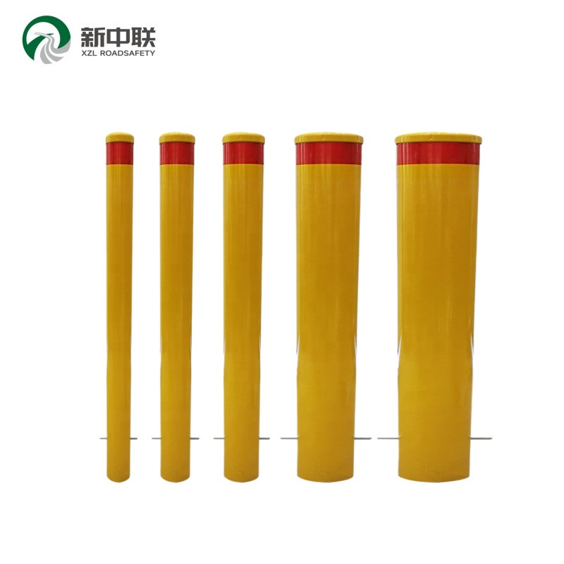 Steel Warning Bollard  Galvanized Anti‑Collision Traffic Steel Bollard With Reflective