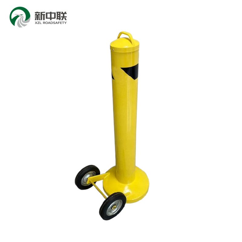 Wheeled Portable Removable Bollard Movable Security Post With Transport Wheels
