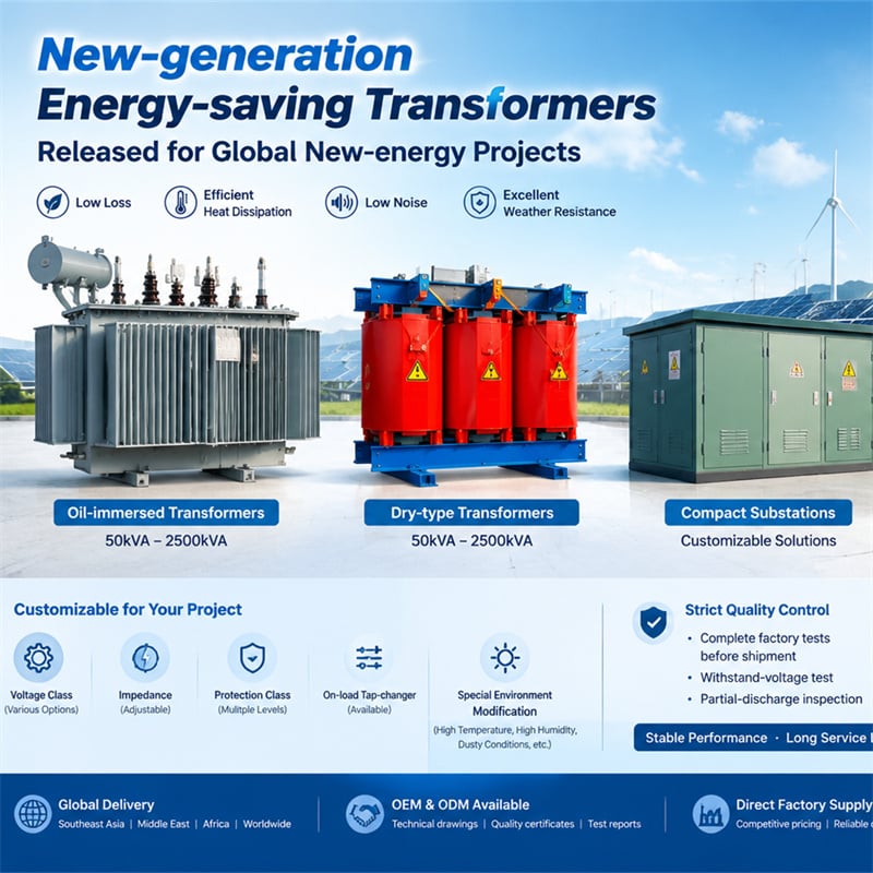 New generation Energy saving Transformers Released for Global New energy Projects