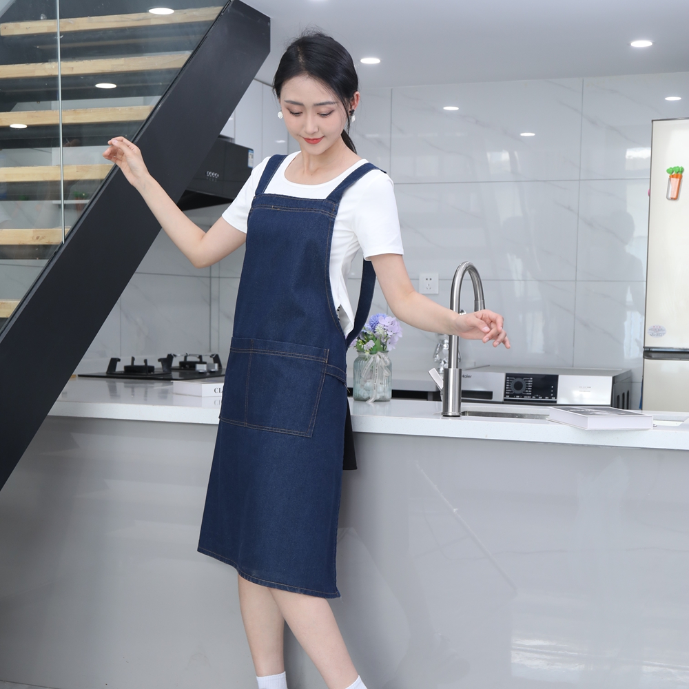 Apron Pinggang untuk Dapur dan Rumah Tangga yang Tahan Noda dari Bahan Denim Tebal, Dapat Dicuci Ulang, dan Dapat Digunakan Kembali, dengan Logo yang Dapat Disesuaikan