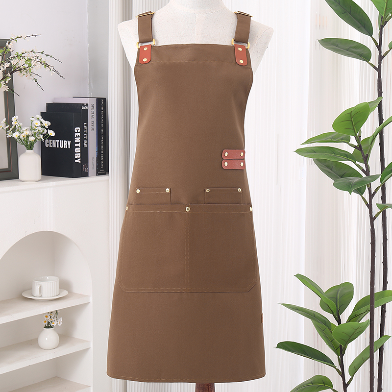 Apron Kerja Tahan Air untuk Pria, Kanvas BBQ dan Tugas, dengan Kantong