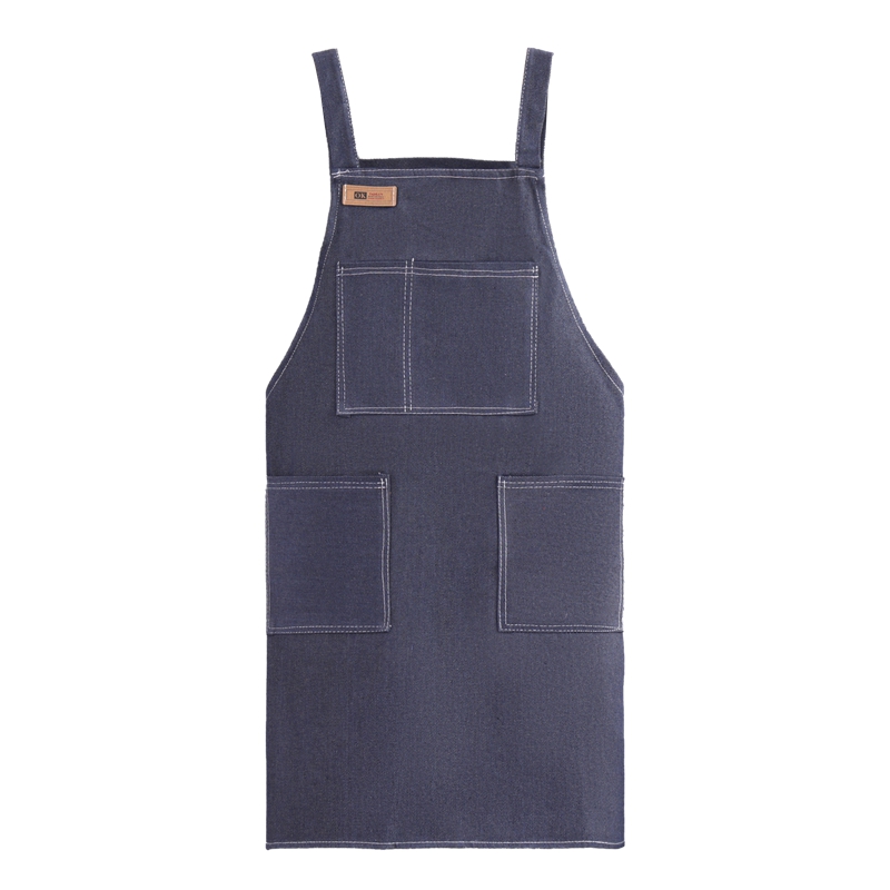 Celemek Denim Biru Bergaya Vintage Berkualitas Tinggi Uniseks dengan Logo Kustom untuk Restoran, Kopi, Barista, dan Bartender