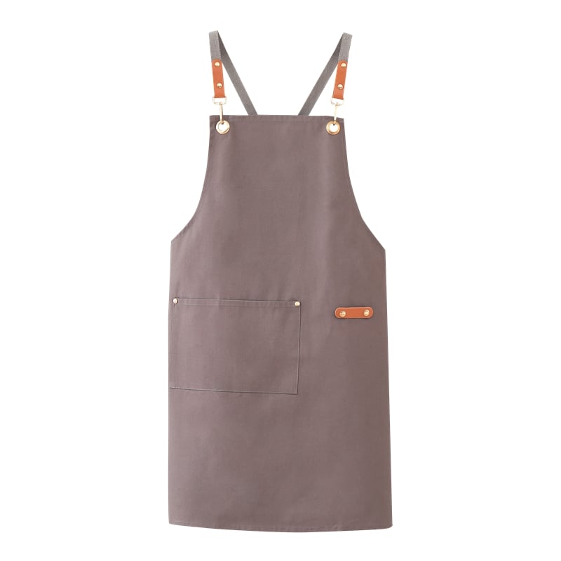 Celemek Dapur Katun Beige dengan Logo Kustom, Celemek Pinggang untuk Memasak dan Profesi Koki di Kafe serta Restoran
