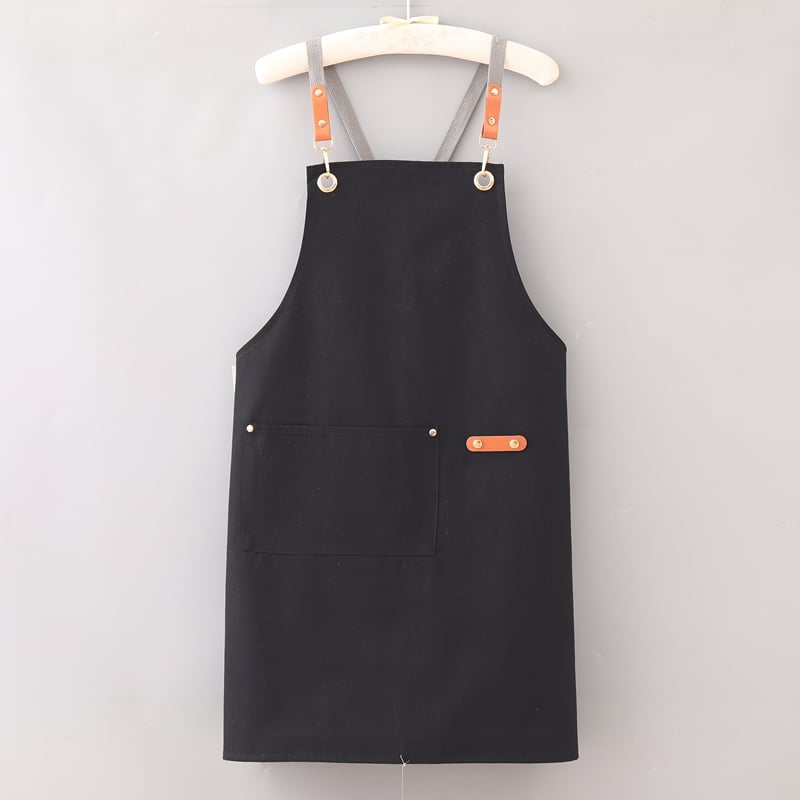 Celemek Dapur Katun Beige dengan Logo Kustom, Celemek Pinggang untuk Memasak dan Profesi Koki di Kafe serta Restoran