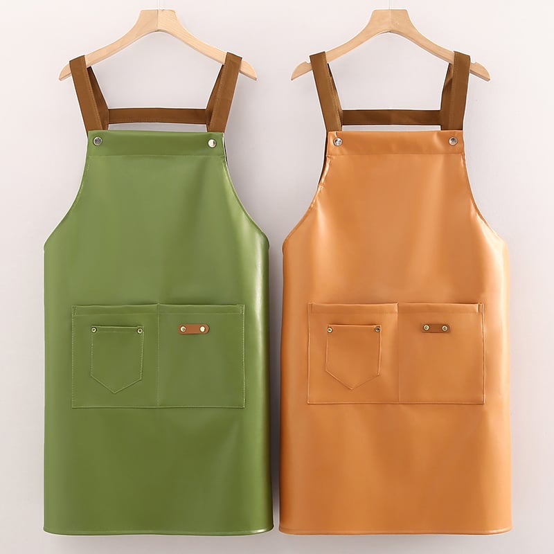 Factory Direct Supply PU Leather Waterproof Apron Multi-functional Picnic Barbecue Baking Oil-proof Work Apron