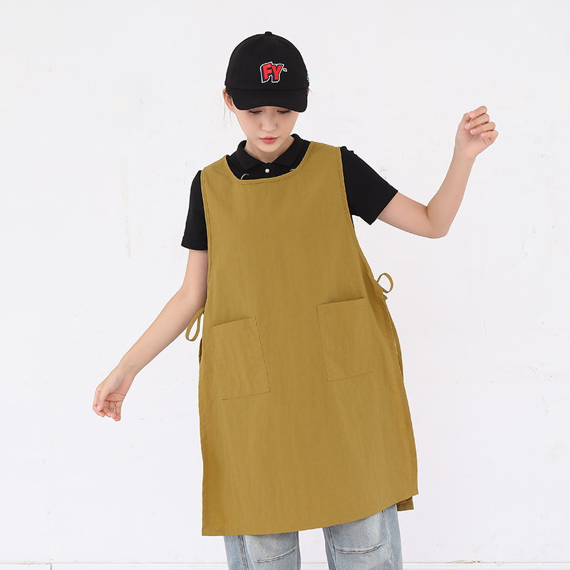 Apron Memasak yang Dapat Dipakai di Depan dan Belakang, Kain Taslon Chef dengan Logo Kustom, Apron Masak Jepang