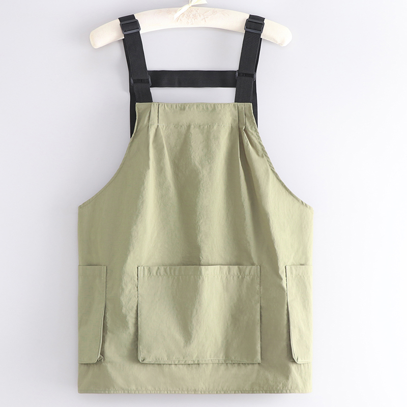 Apron Bib Tanpa Lengan dari Bahan Taslon Asli Korea yang Dapat Digunakan Ulang dengan Desain Kustom untuk Pria dan Wanita, Pakaian Kerja untuk Toko Makanan, Toko Kuku, Toko Dessert, Kopi, serta Teh Susu
