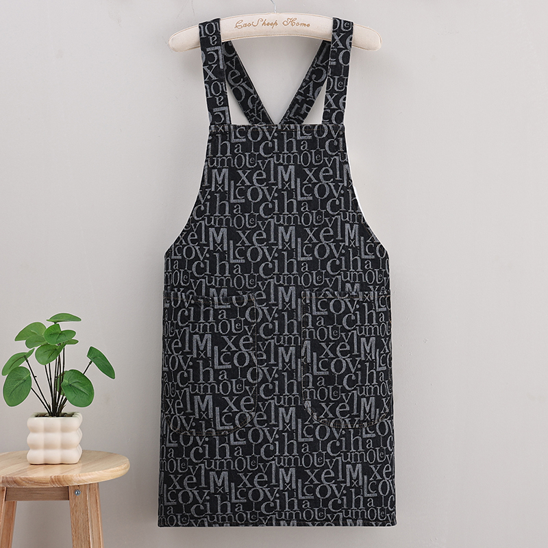 Apron Denim Biru Vintage Uniseks yang Dapat Disesuaikan untuk Restoran, Kopi, Barista, dan Bartender