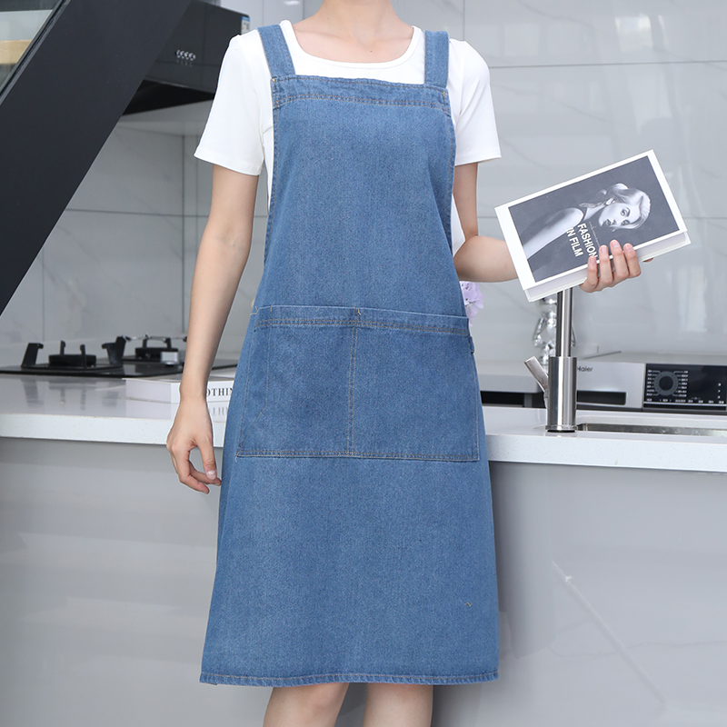 Apron Pinggang untuk Dapur dan Rumah Tangga yang Tahan Noda dari Bahan Denim Tebal, Dapat Dicuci Ulang, dan Dapat Digunakan Kembali, dengan Logo yang Dapat Disesuaikan