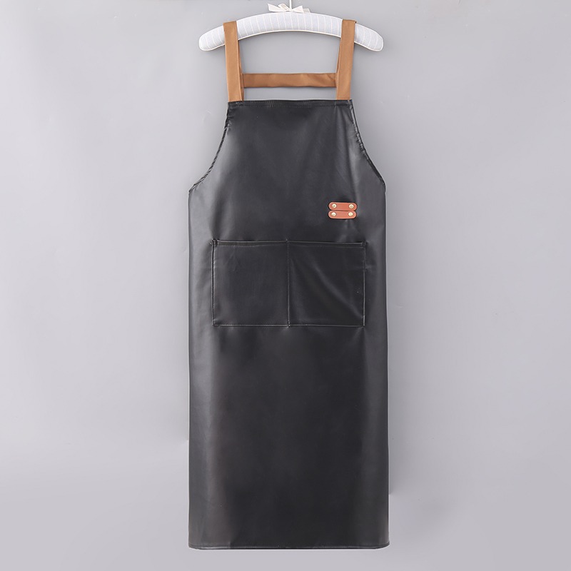 PU Soft Leather Bib Custom Logo Sublimated Washable Foot Bath Barbershop Flower Shop Bartenders Apron for Cleaning BBQ Use