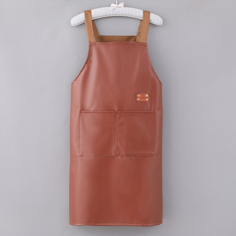 PU Soft Leather Bib Custom Logo Sublimated Washable Foot Bath Barbershop Flower Shop Bartenders Apron for Cleaning BBQ Use