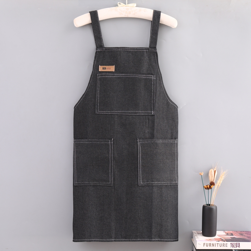 Celemek Denim Biru Bergaya Vintage Berkualitas Tinggi Uniseks dengan Logo Kustom untuk Restoran, Kopi, Barista, dan Bartender