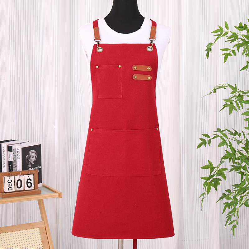 Celemek Kerja Berkualitas Tinggi untuk Wanita dan Pria, Model Cross Back dari Bahan Poliester dan Katun, untuk Seniman, Salon Rambut, Barista, Kafe, serta Toko Roti