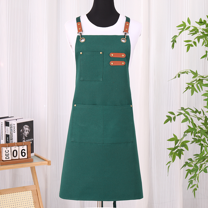 Celemek Kerja Berkualitas Tinggi untuk Wanita dan Pria, Model Cross Back dari Bahan Poliester dan Katun, untuk Seniman, Salon Rambut, Barista, Kafe, serta Toko Roti
