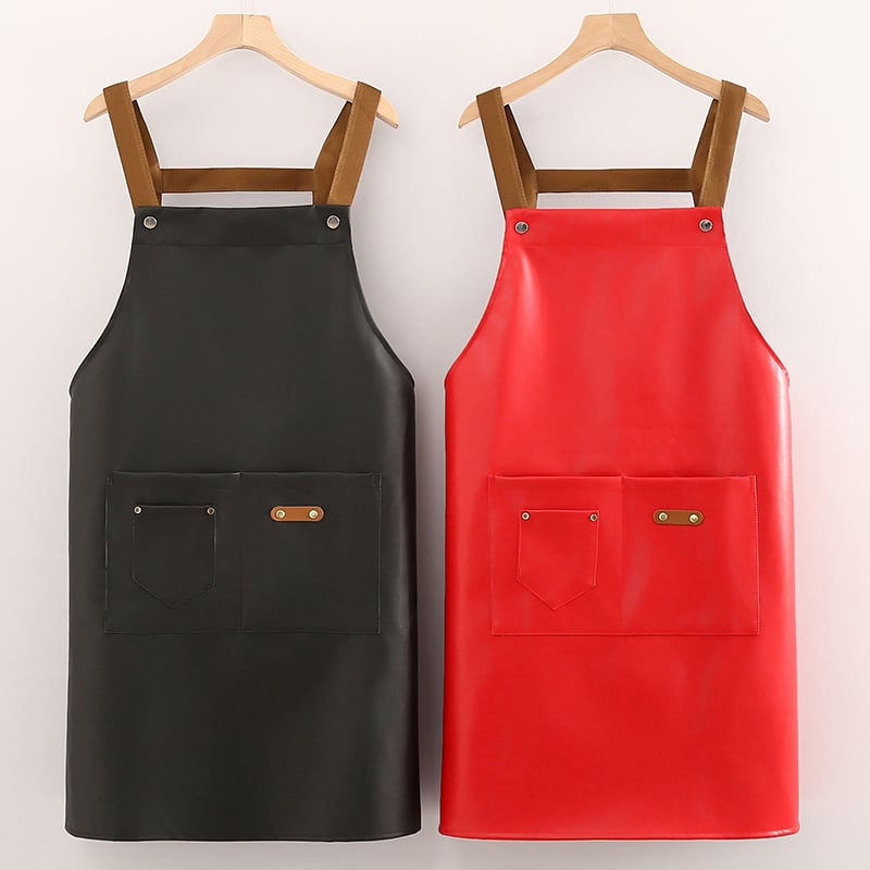 Factory Direct Supply PU Leather Waterproof Apron Multi-functional Picnic Barbecue Baking Oil-proof Work Apron