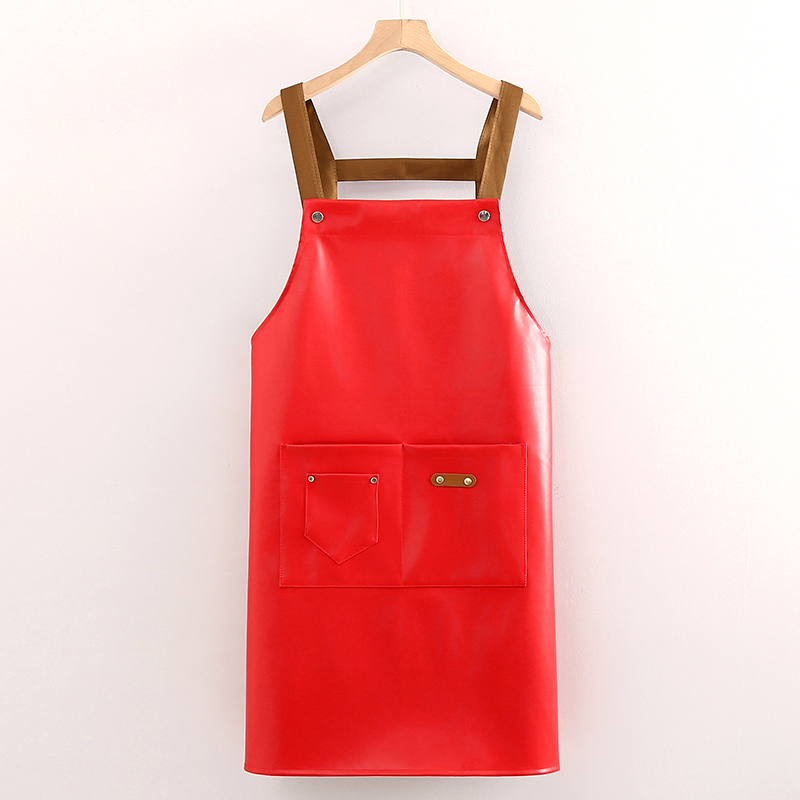 Factory Direct Supply PU Leather Waterproof Apron Multi-functional Picnic Barbecue Baking Oil-proof Work Apron
