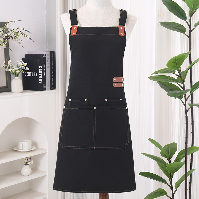 Apron Kerja Tahan Air untuk Pria, Kanvas BBQ dan Tugas, dengan Kantong
