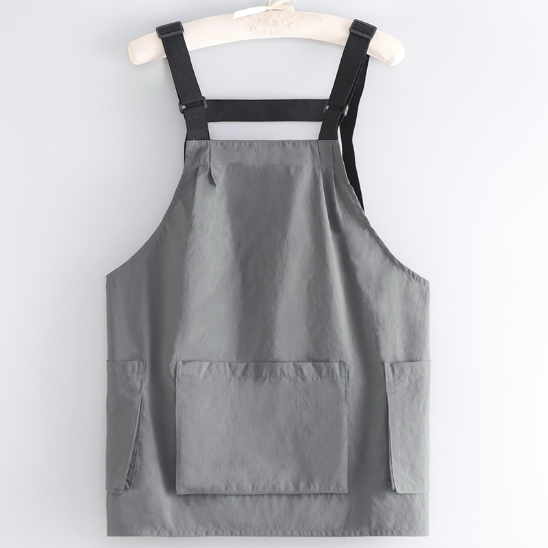 Apron Bib Tanpa Lengan dari Bahan Taslon Asli Korea yang Dapat Digunakan Ulang dengan Desain Kustom untuk Pria dan Wanita, Pakaian Kerja untuk Toko Makanan, Toko Kuku, Toko Dessert, Kopi, serta Teh Susu