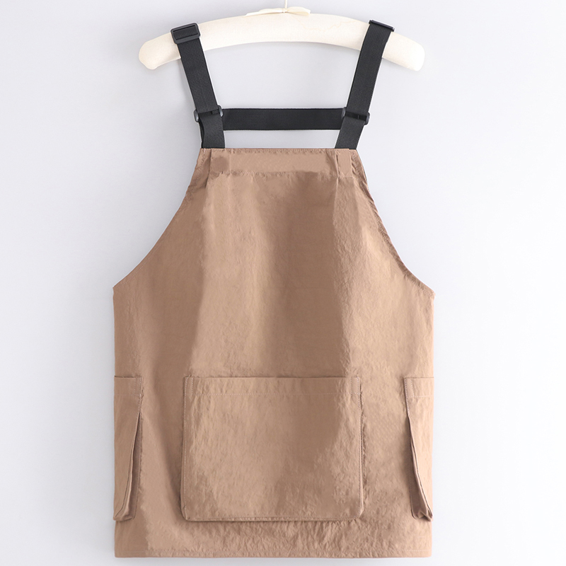 Apron Bib Tanpa Lengan dari Bahan Taslon Asli Korea yang Dapat Digunakan Ulang dengan Desain Kustom untuk Pria dan Wanita, Pakaian Kerja untuk Toko Makanan, Toko Kuku, Toko Dessert, Kopi, serta Teh Susu