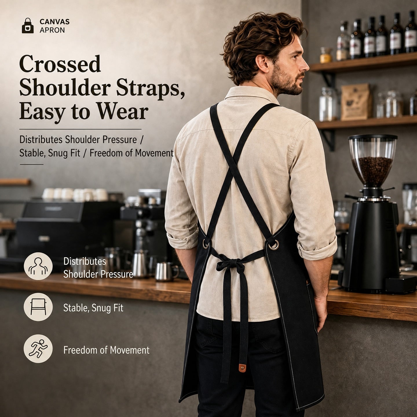 Custom Logo Blue Black Brown Thick Washable Canvas Apron Cleaning Man Women Garden Food Cooking Kitchen Chef Apron