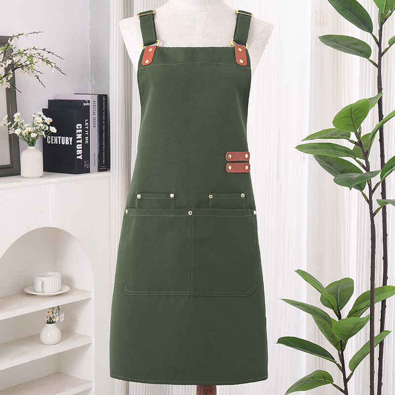 Apron Kerja Tahan Air untuk Pria, Kanvas BBQ dan Tugas, dengan Kantong