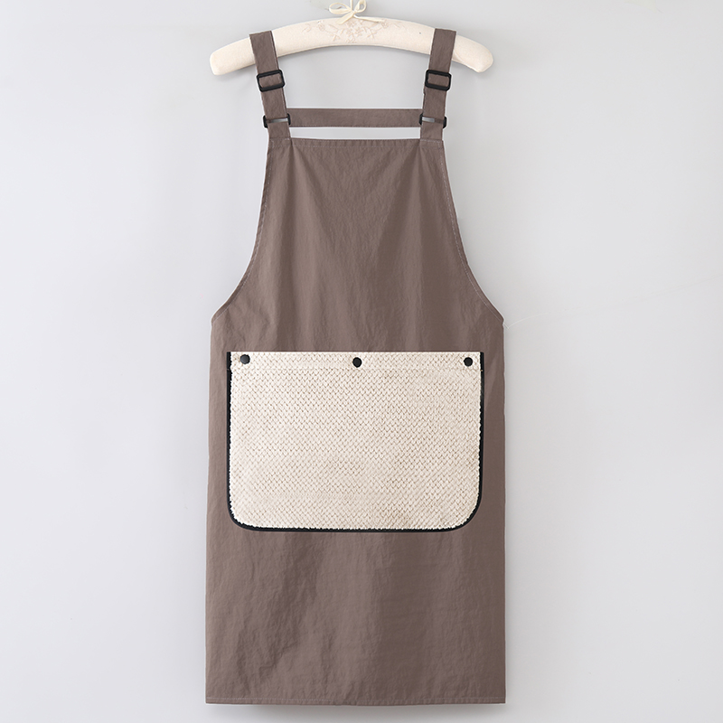 Apron Kain Taslon dengan Kantong Besar, Dapat Disesuaikan dengan Logo Bordir atau Lukisan, Apron Dewasa dengan Handuk Tangan yang Dapat Dilepas