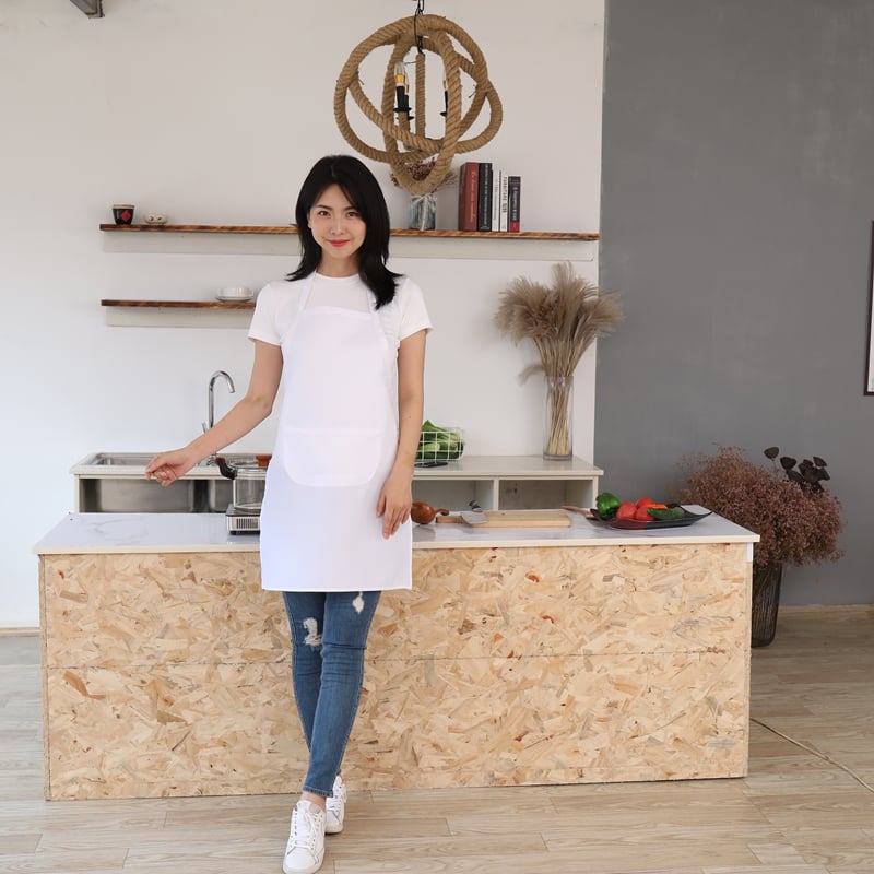 Aproană de bucătar de înaltă calitate, cu design de modă, 100% poliester, moale, cu reglare a mărimii, aproană de bucătărie, aproană goală pentru gătit