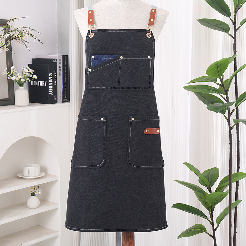 Apron Bib Seragam Pekerja Uniseks dari Bahan Kanvas dengan Logo Kustom untuk Dapur, Barbeque, Bar, Tempat Kerja Komersial, Kafe, Restoran, dan Chef; Pakaian Pelayan dari Bahan Katun