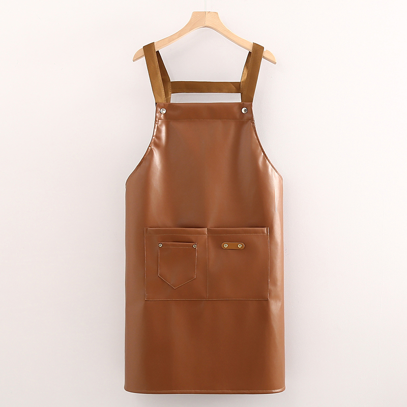 Factory Direct Supply PU Leather Waterproof Apron Multi-functional Picnic Barbecue Baking Oil-proof Work Apron