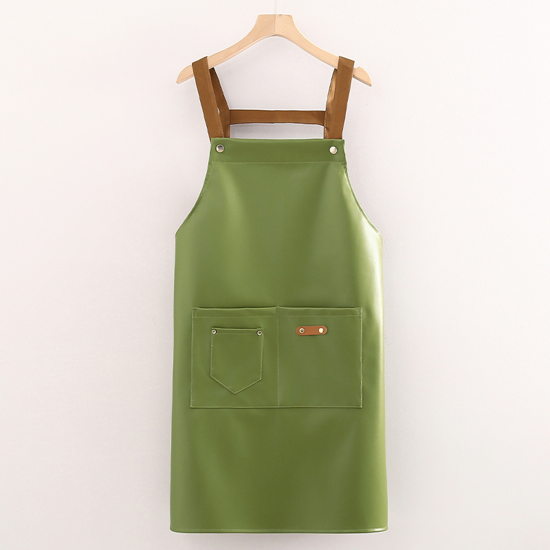 Factory Direct Supply PU Leather Waterproof Apron Multi-functional Picnic Barbecue Baking Oil-proof Work Apron