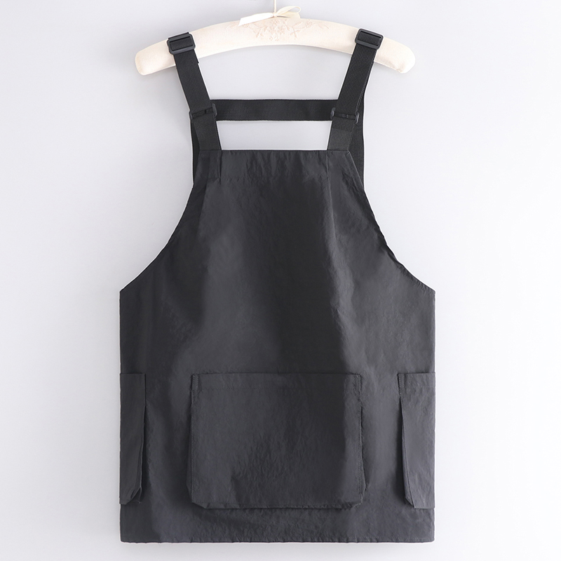 Apron Bib Tanpa Lengan dari Bahan Taslon Asli Korea yang Dapat Digunakan Ulang dengan Desain Kustom untuk Pria dan Wanita, Pakaian Kerja untuk Toko Makanan, Toko Kuku, Toko Dessert, Kopi, serta Teh Susu