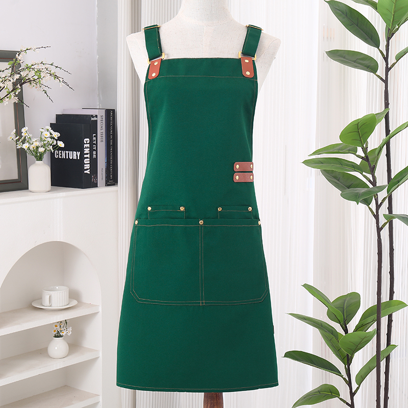 Apron Kerja Tahan Air untuk Pria, Kanvas BBQ dan Tugas, dengan Kantong