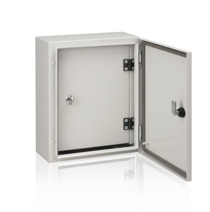 Monobloc industrial wall mounting steel enclosures with internal door IP66