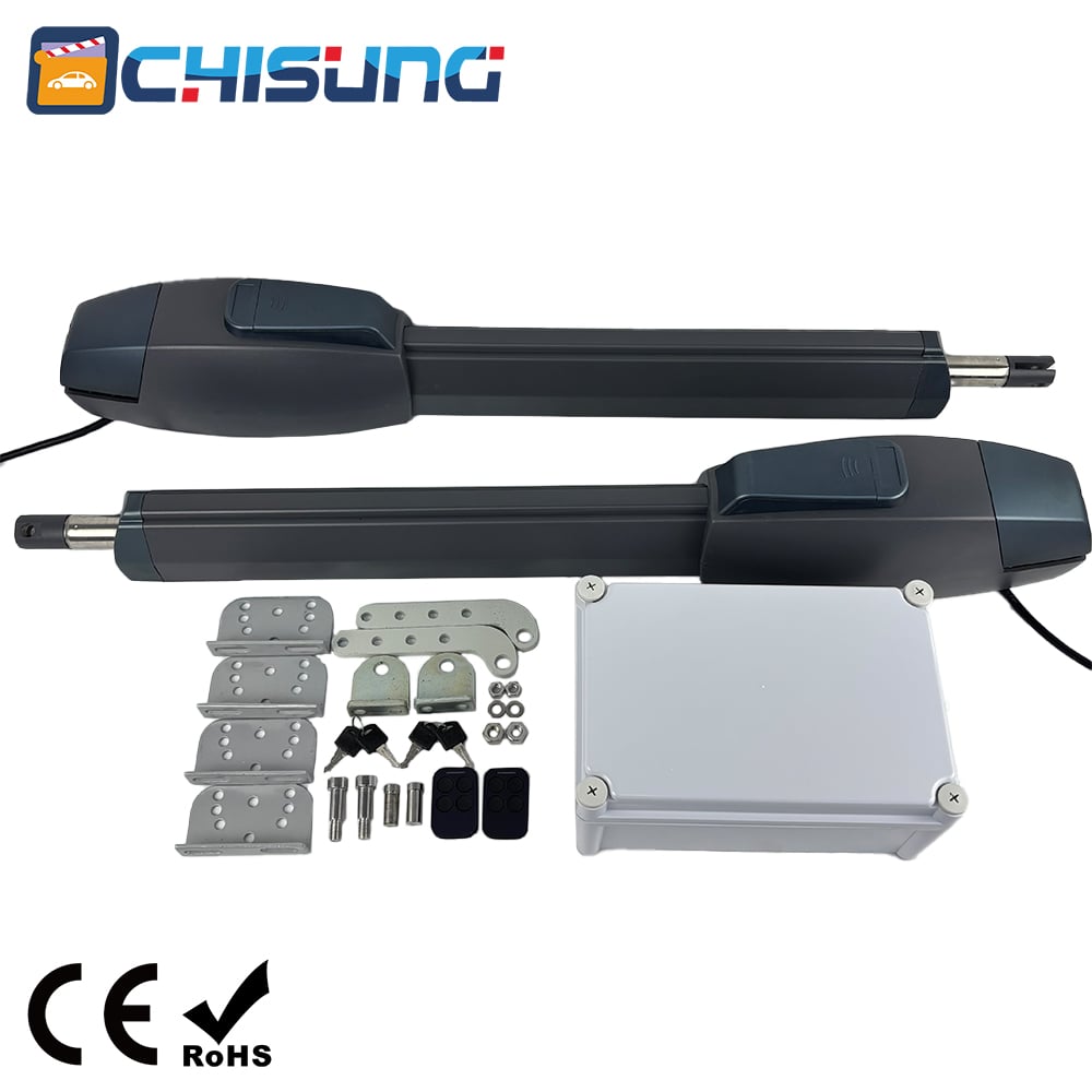 CHISUNG CSSGO-09 Heavy Duty  Swing Gate Opener 300kg/500kg Max Single Leaf, 3.5m/4m Wide Gate, Built-in Electronic Limit & Super Capacitor, DC24V/AC220V Dual Power Automatic Gate Motor Kit 