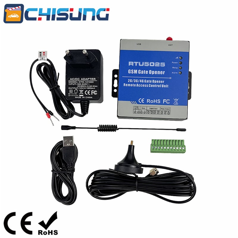 RTU5025 2G/4G LTE GSM Gate Opener Relay Switch 3000 Authorized Users Free Call Control 2CH Alarm Input 9-36V Wide Voltage for Gate Door Barrier Industrial Access Control