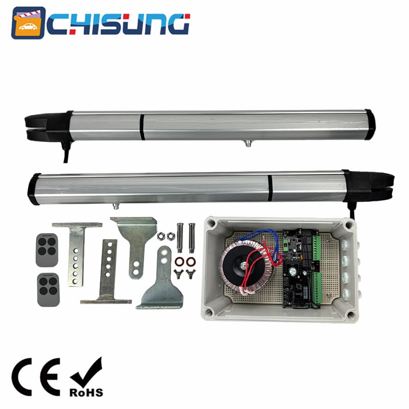 CHISUNG CSSGO-03 DC24V Automatic Swing Gate Opener, 200kg Max 2m Single Leaf, 350N Self-Locking Spindle Solar Compatible Light Duty Aluminum Gate Motor for Small Villa Driveway Gates