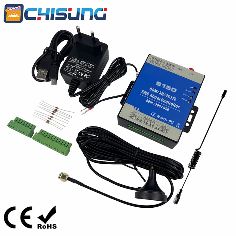 S150 4G LTE GSM SMS Alarm Controller 8 Channel Digital Inputs 2 Relay Outputs Remote SMS Control Power Failure Alarm for Industrial Automation