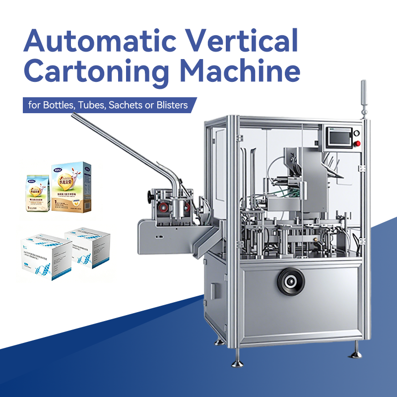 Automatic Vertical Cartoning Machine for Bottles, Tubes, Sachets or Blisters