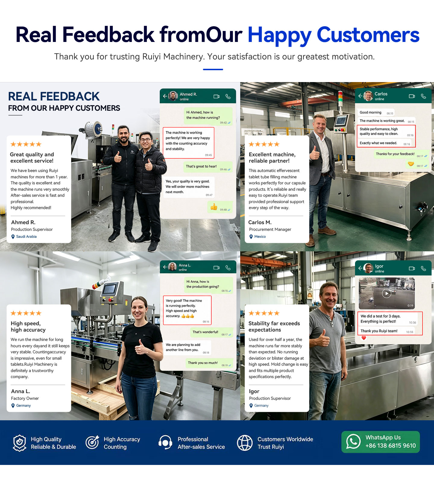 Customer testimonials