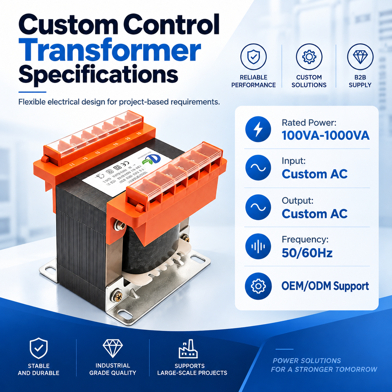 Custom BK Control Transformer for Industrial Control Panels and Machine Tools