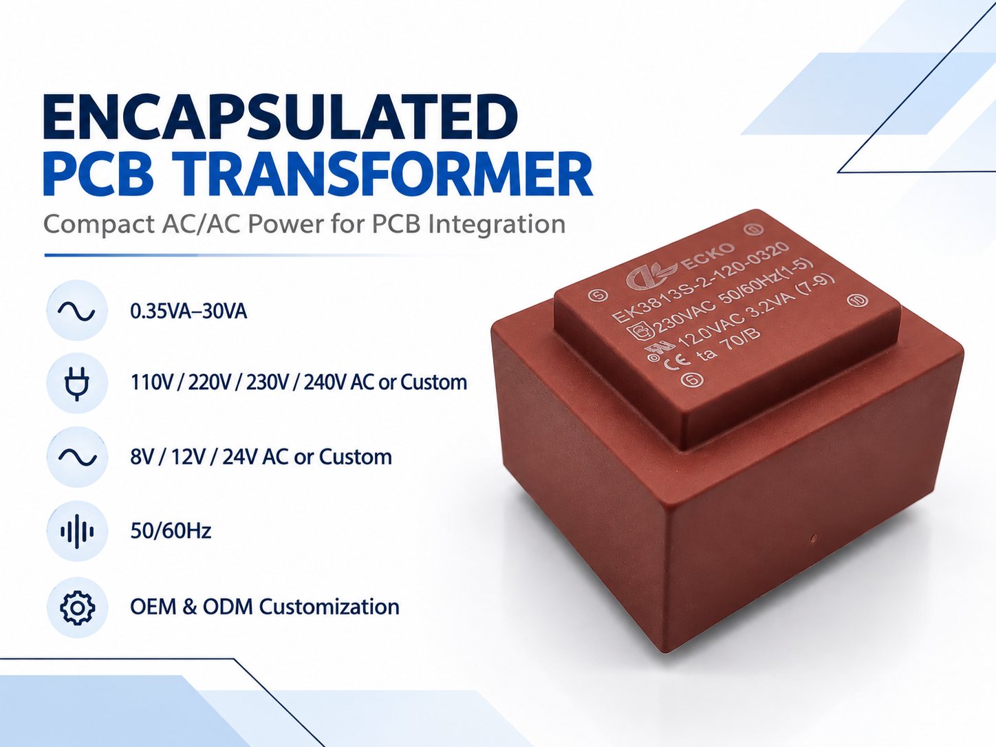Encapsulated PCB Transformer Specifications