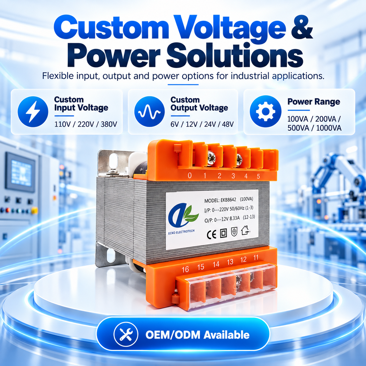 Control Transformer for Industrial Control Panels and Machine Tools