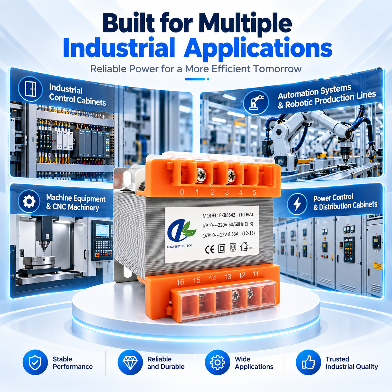 Control Transformer for Industrial Control Panels and Machine Tools