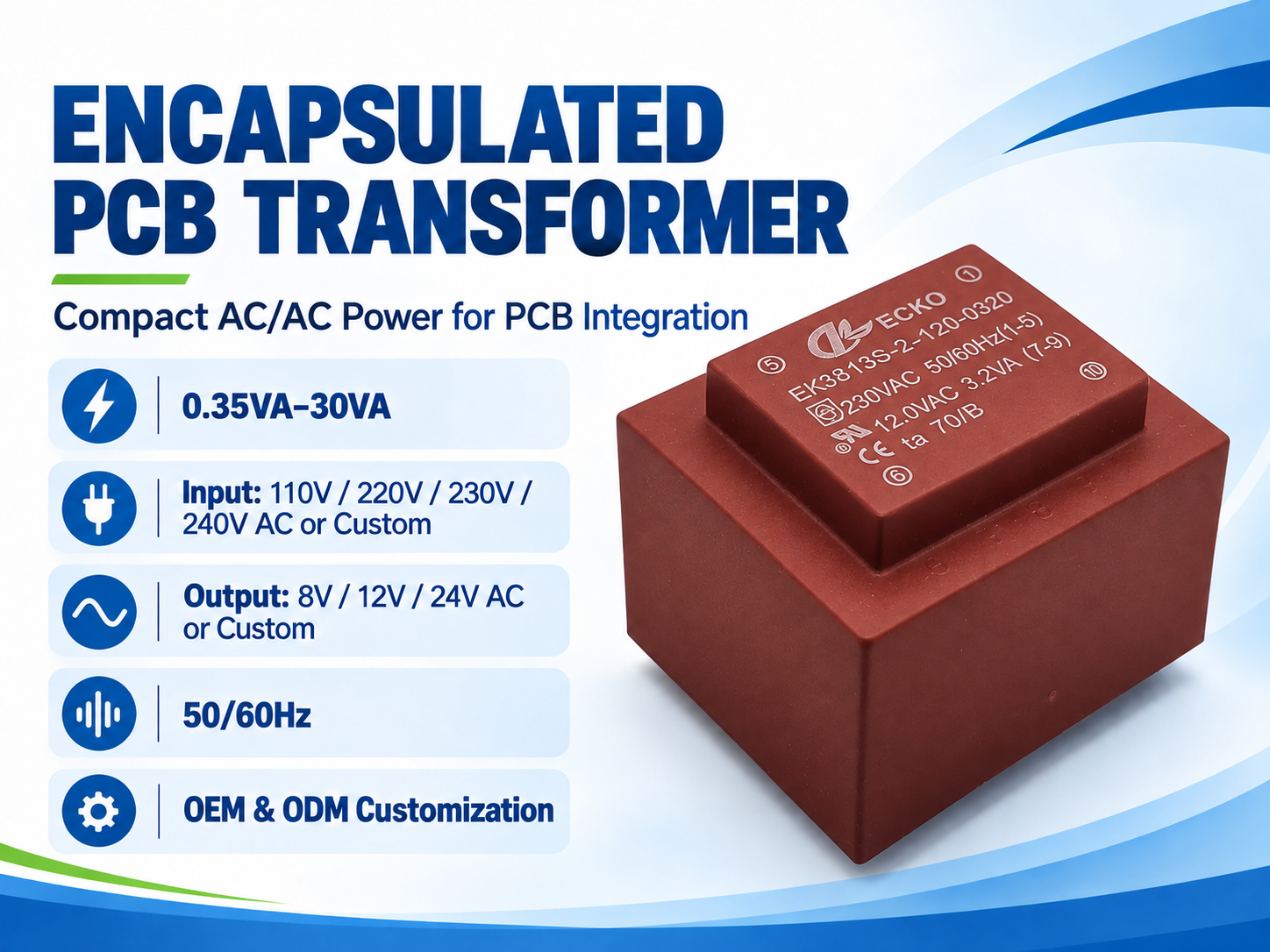 Encapsulated PCB Transformer Specifications
