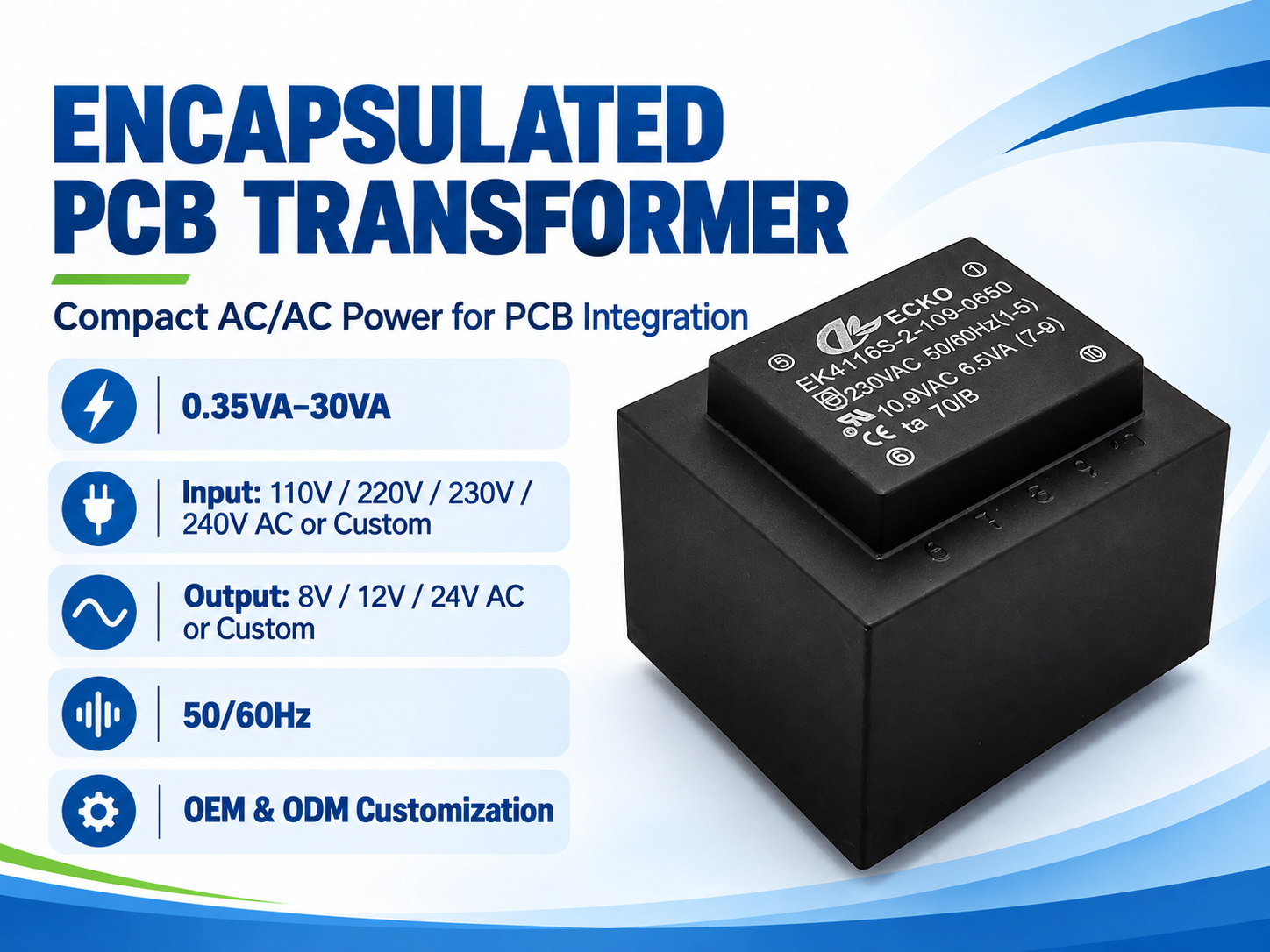 Encapsulated PCB Transformer Specifications