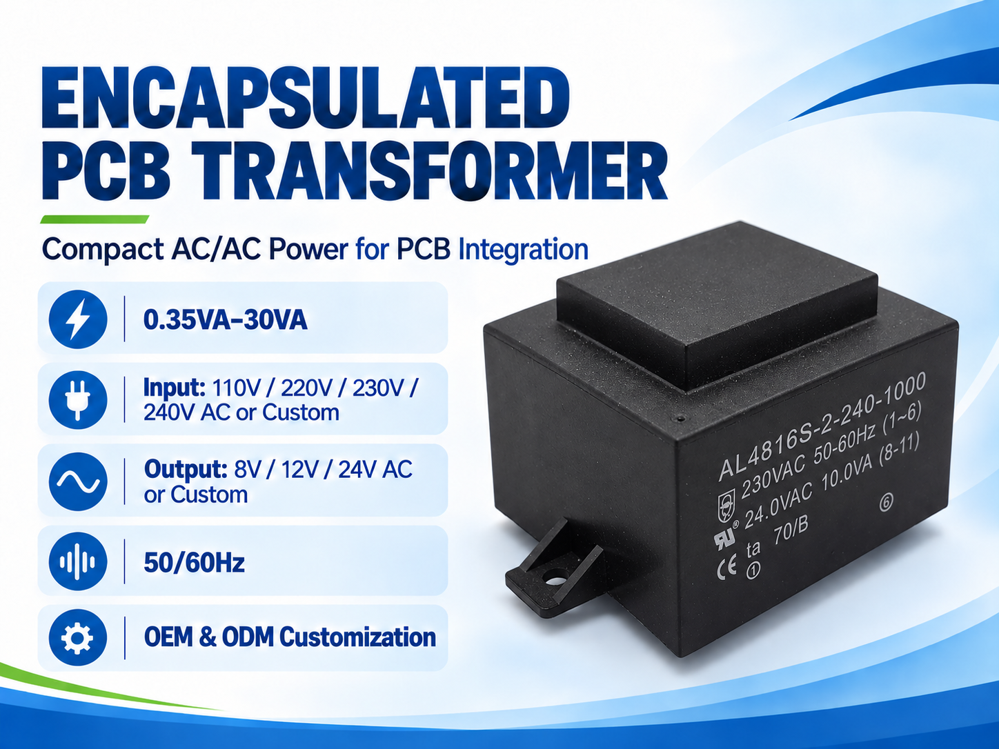 Encapsulated PCB Transformer Specifications