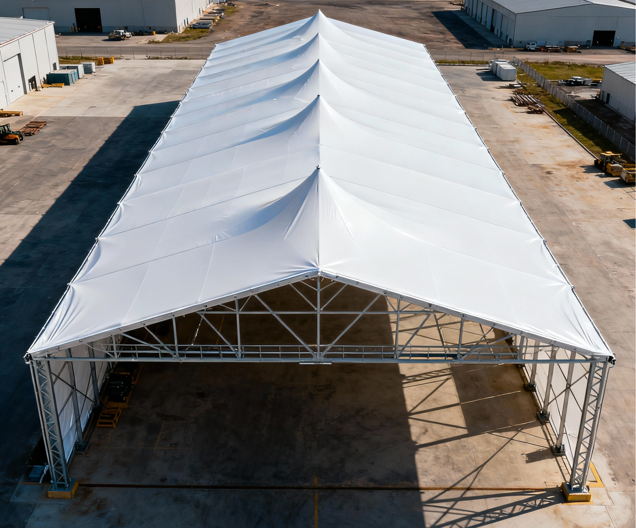Heavy-Duty Aluminum Warehouse Structure | Clear Span Industrial Storage Tent for Logistics & Manufacturing