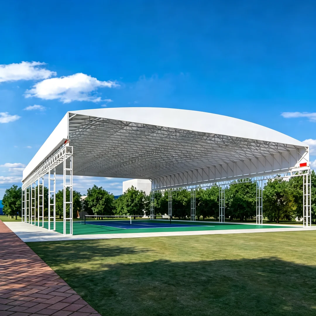 Customized Electric Sliding Tent | Durable Motorized PVC Canopy Equipment for Multi-Purpose Sports Court Construction